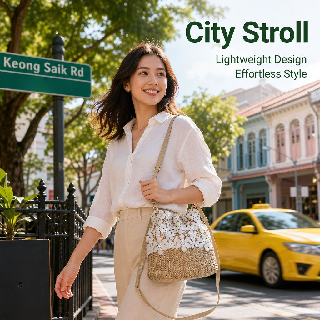 Summer Woven Tote Versatile Shoulder Crossbody Bag