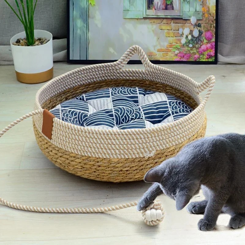 Praktisches abnehmbares Katzenbett, geflochten