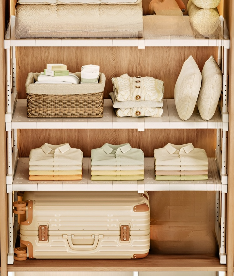 Efficient wardrobe storage solution with adjustable rack