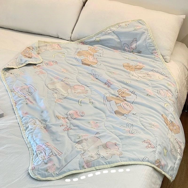 Summer Thin Blanket for Students, Cute Puppy Pattern for Dormitory