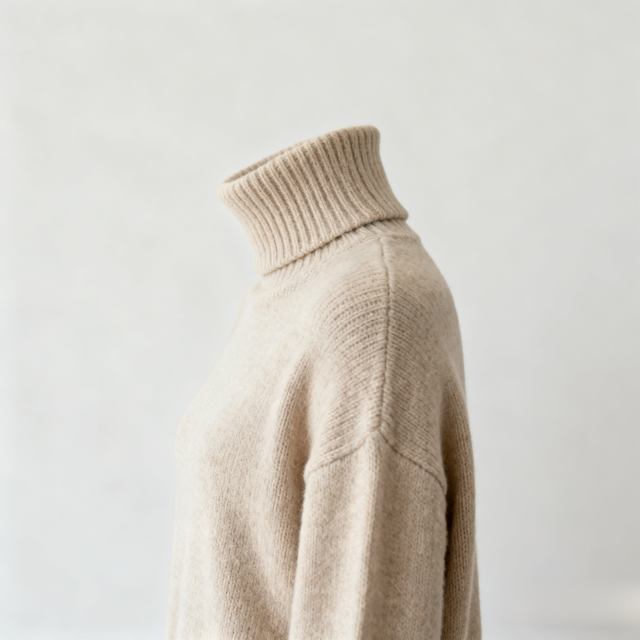 Detailaufnahme des grauen Strickpullovers
