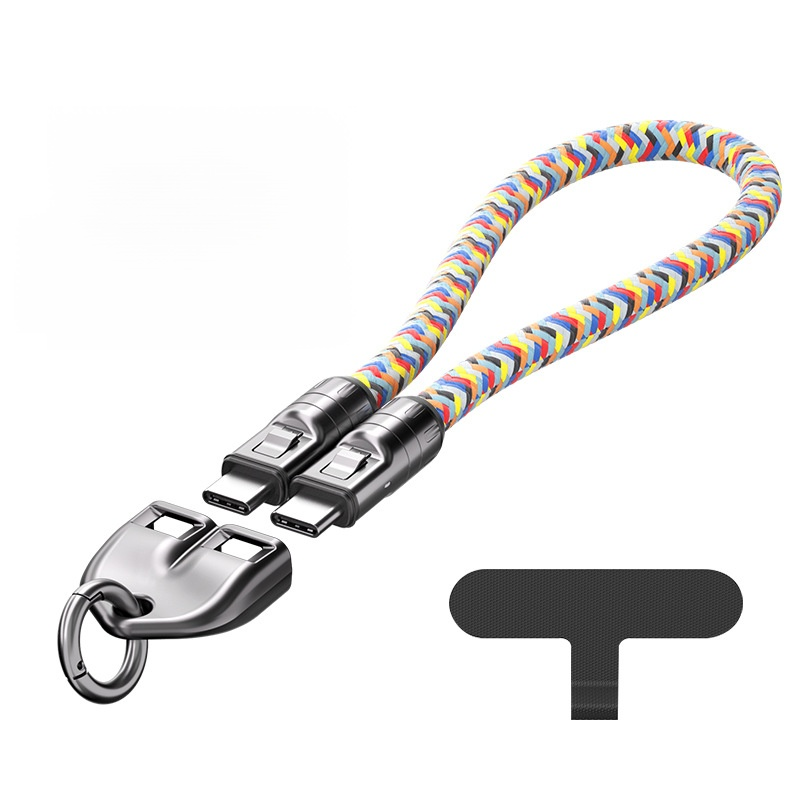 Dual-purpose phone lanyard and data cable