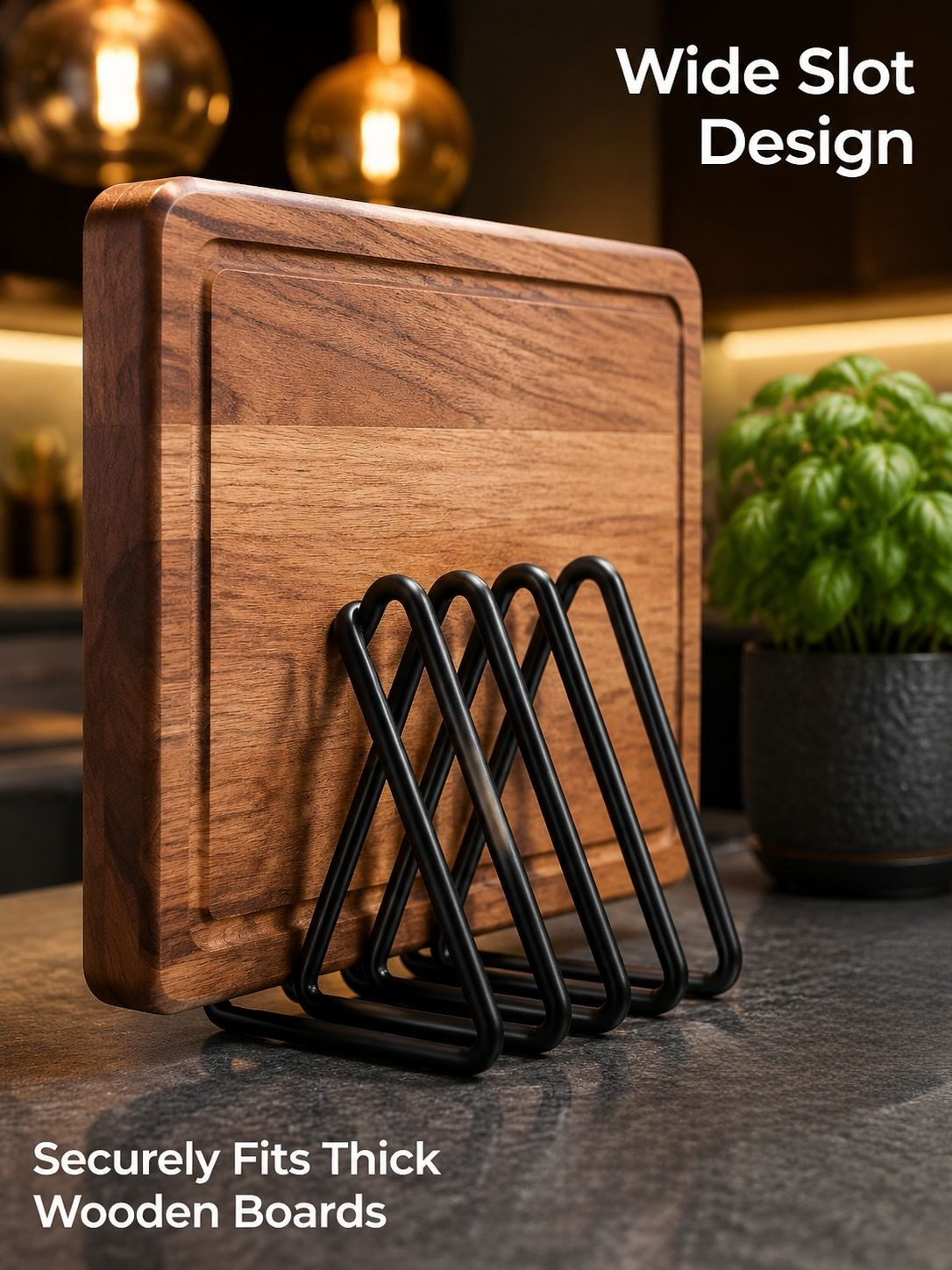 Space-saving metal cutting board organizer for the kitchen