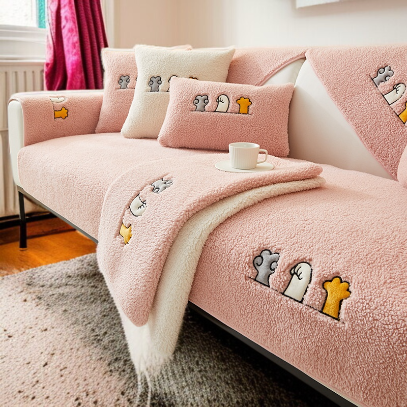 두꺼운 털 소파 패드 미끄럼 방지 스웨이드 겨울 방석 소파 매트 스웨이드 미끄럼 방지 겨울 매트