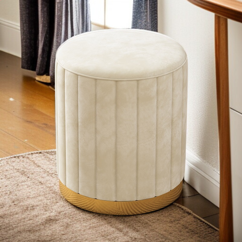 Runder, luxuriöser Hocker für Schminktisch oder Sofa