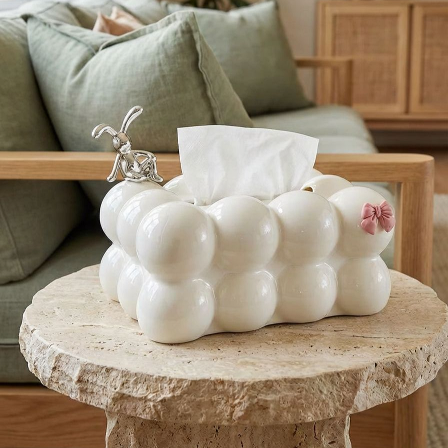 Home living room cream-colored tissue box