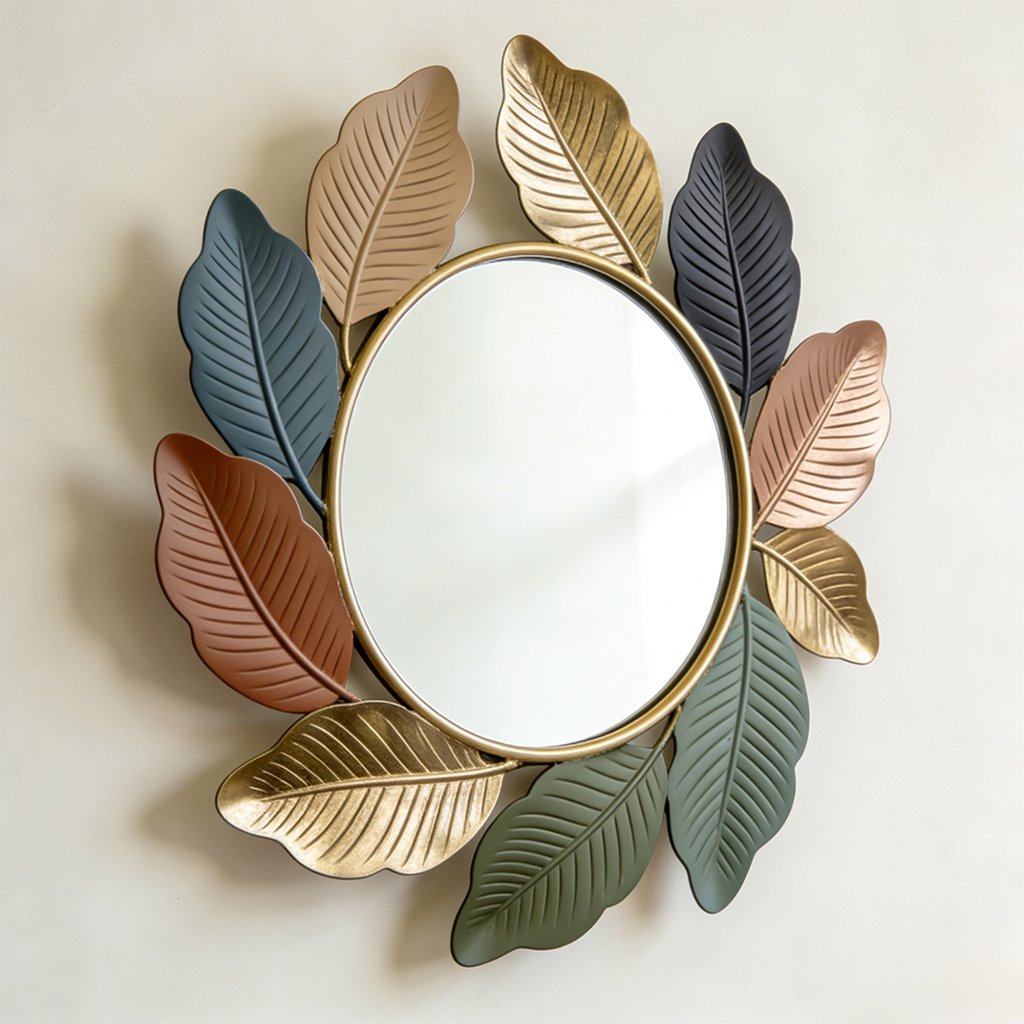 シンプルな丸型ウォールミラー