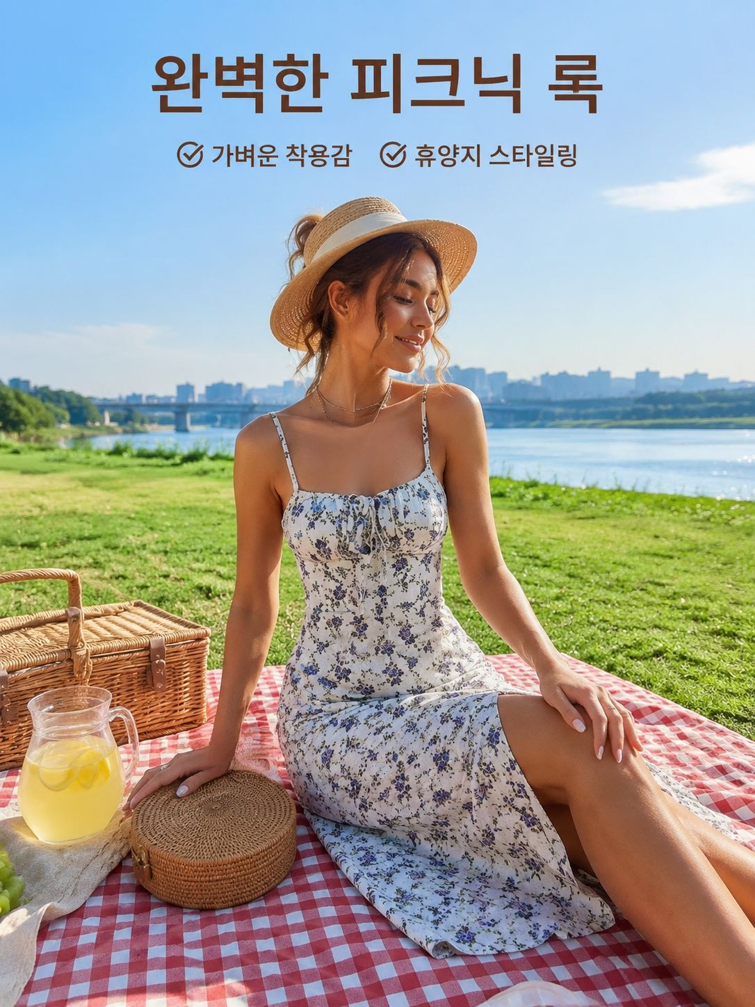 출근룩 플라워 슬릿 원피스