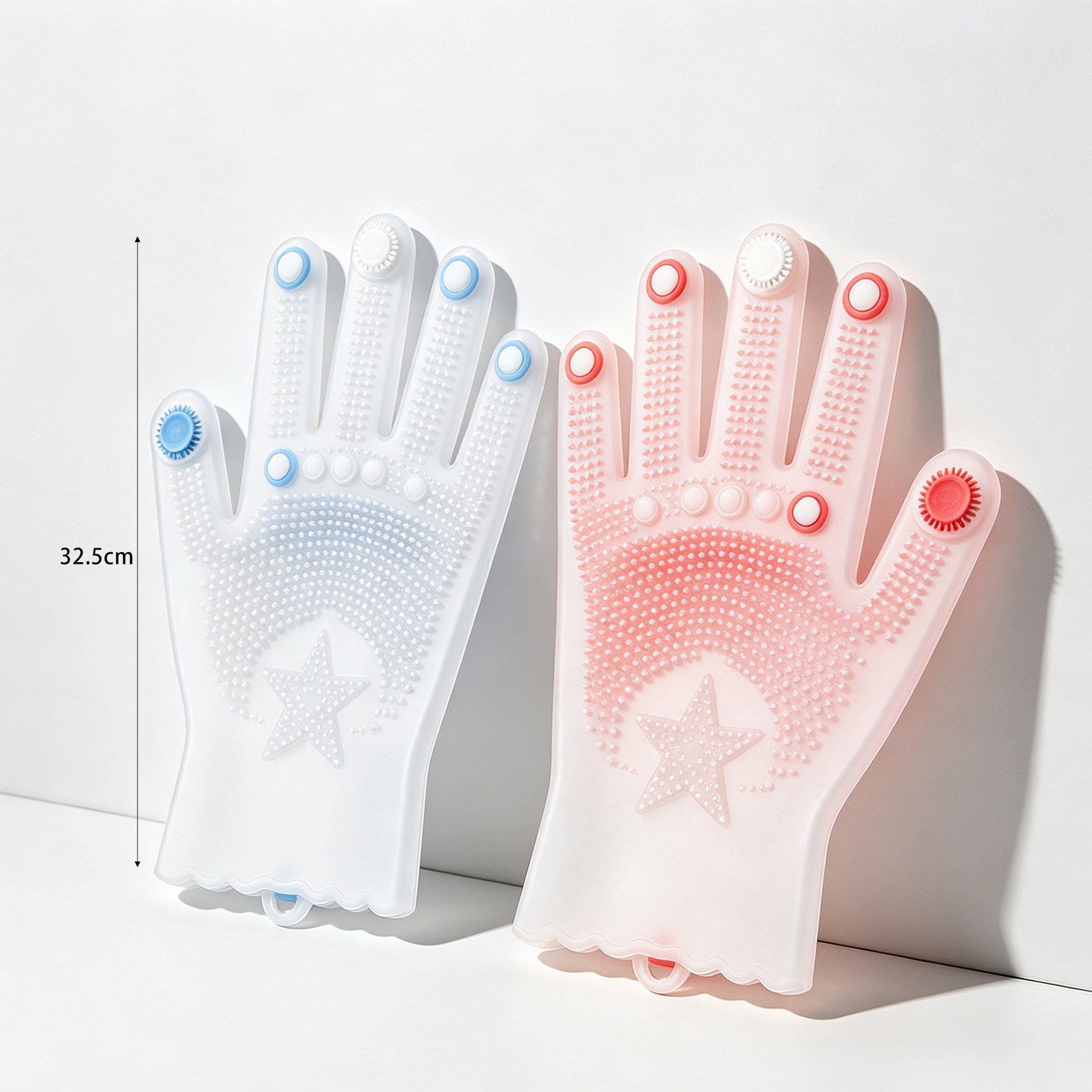 Flexible silicone dishwashing gloves rinsing vegetables