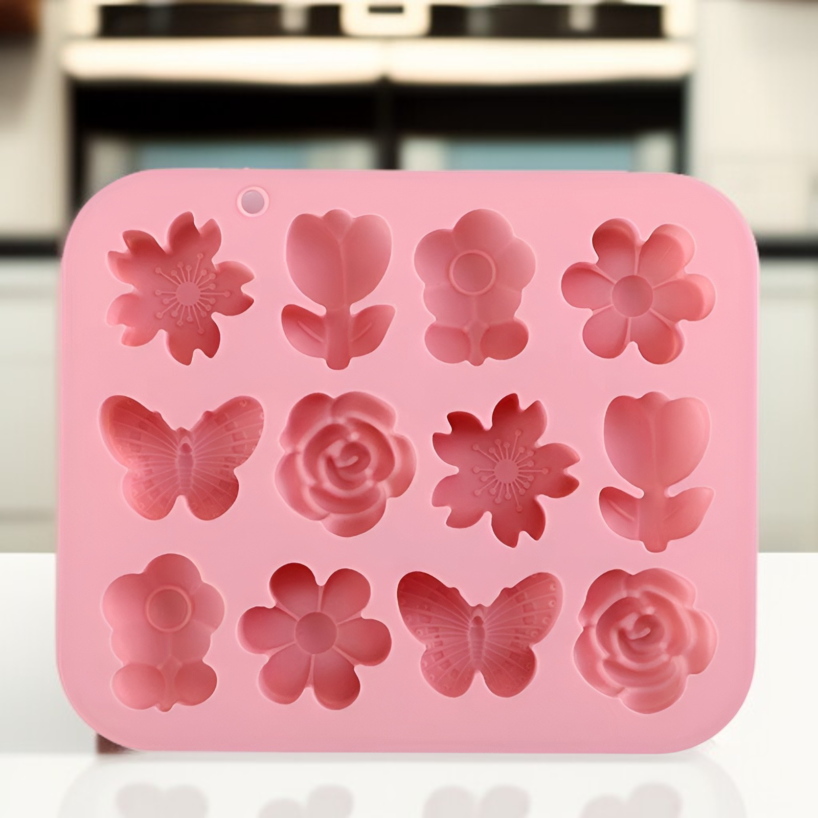 12連不同花朵蝴蝶造型矽膠模具