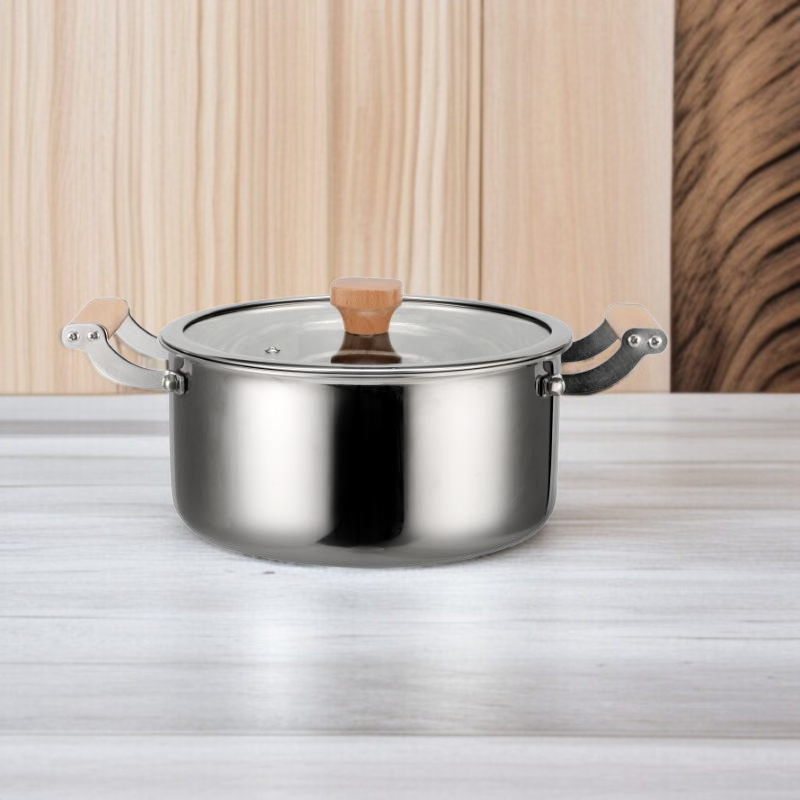 316 stainless steel soup pot household large capacity double ear non-stick pot induction cooker gas 
