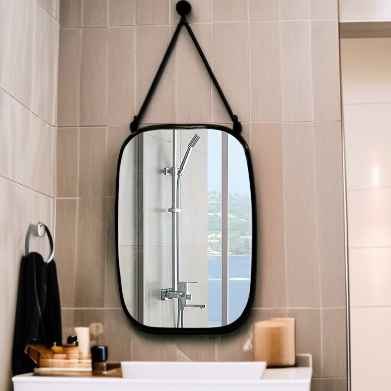 กระจกติดผนังห้องน้ำทรงเรขาคณิต สไตล์วินเทจ ไม่ต้องเจาะผนัง ตกแต่งห้องน้ำ ห้องนั่งเล่น