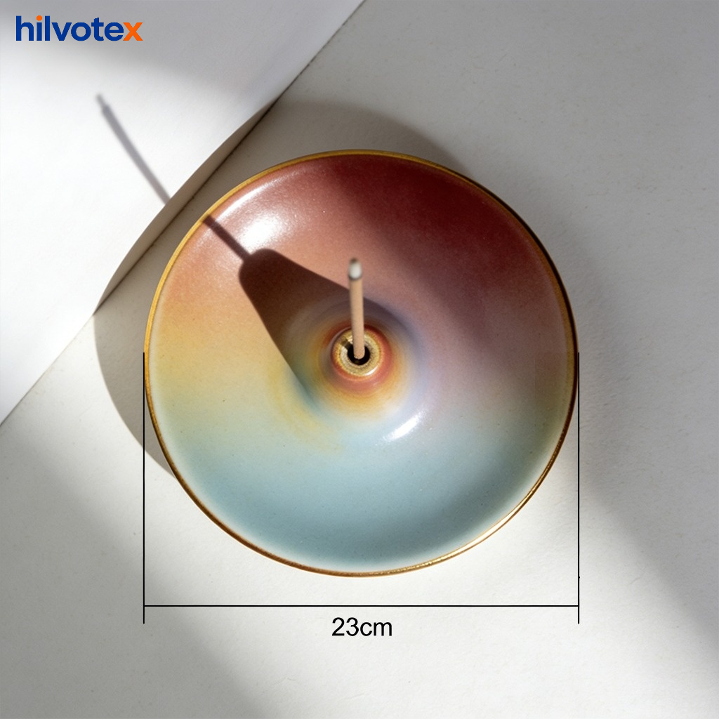 Close-up of decorative ceramic incense holder design