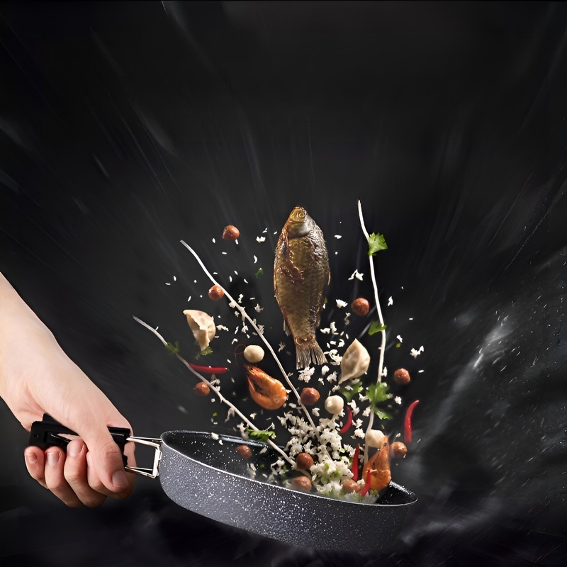 戶外露營大型摺疊不沾煎鍋麥飯石炒鍋