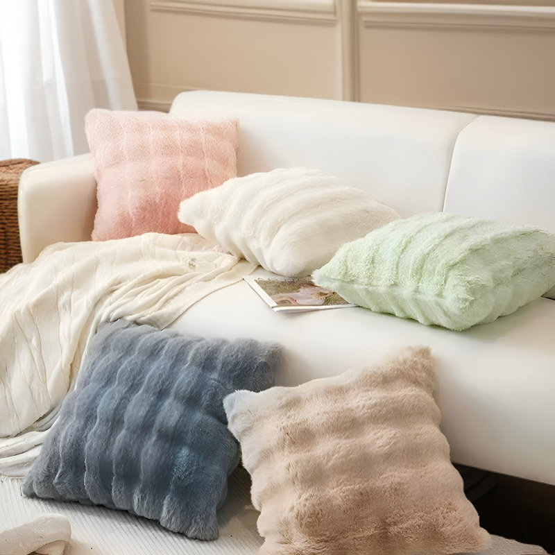 Cojín cálido y confortable para invierno en sala de estar