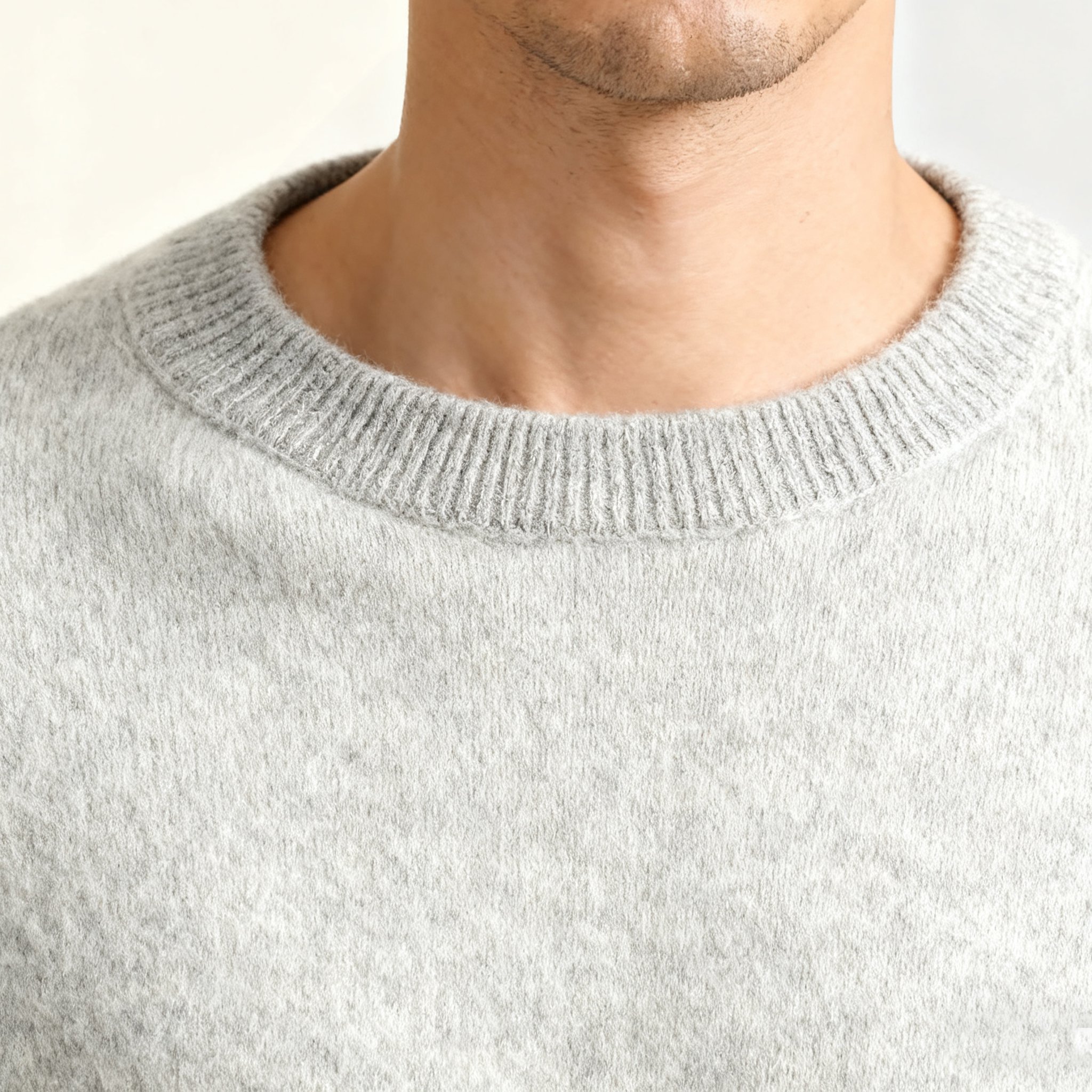 グレー メンズ ベーシック クルーネック セーター