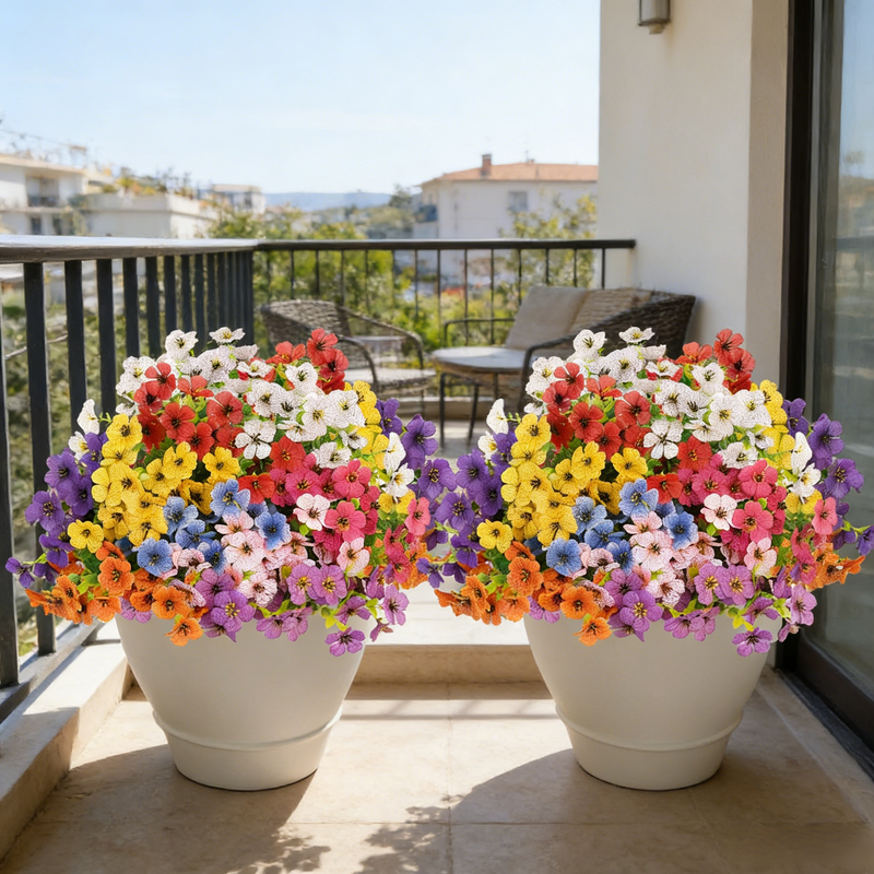 家居园艺装饰用7枝仿真尤加利紫罗兰花