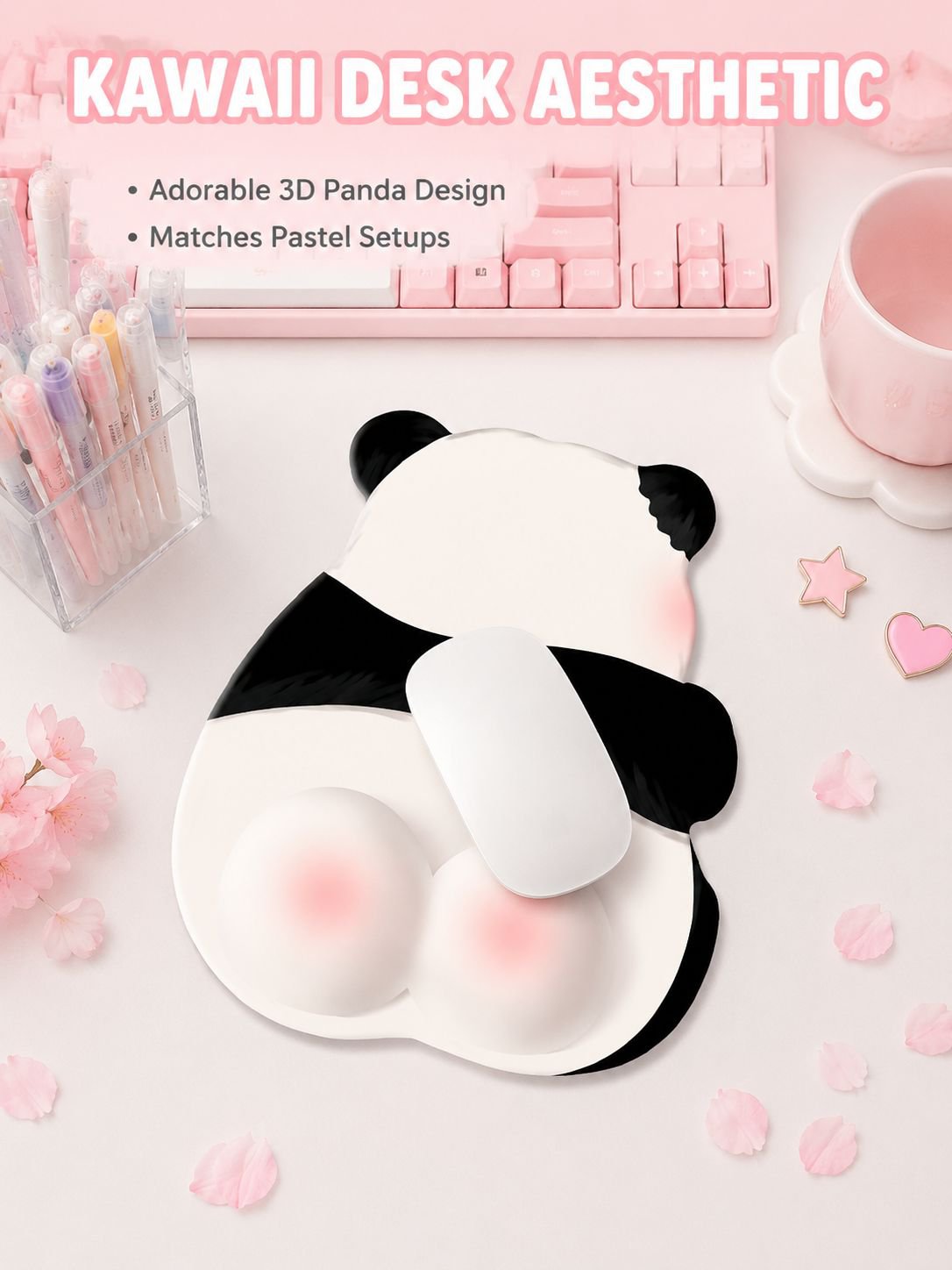 Pink Butt Panda Mouse Pad with Wrist Rest