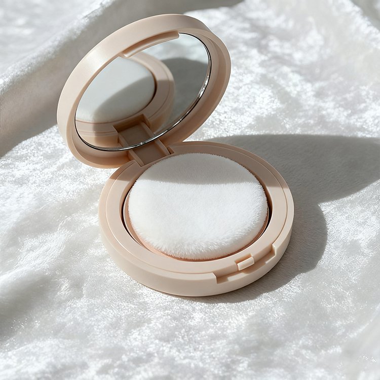 프레스드 파우더로 피지 조절하는 모습