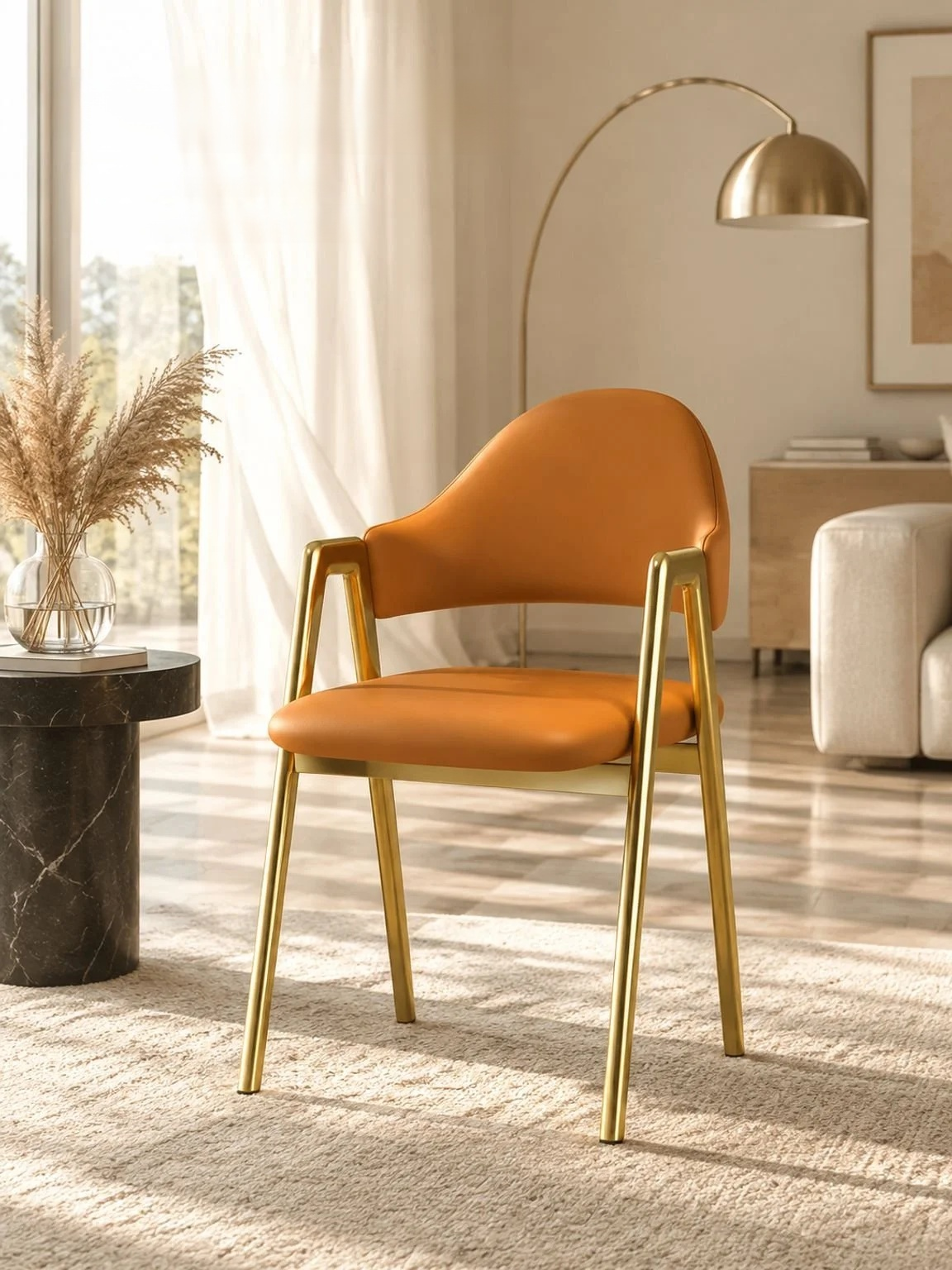 Luxury-style dining chair with a supportive backrest and refined design