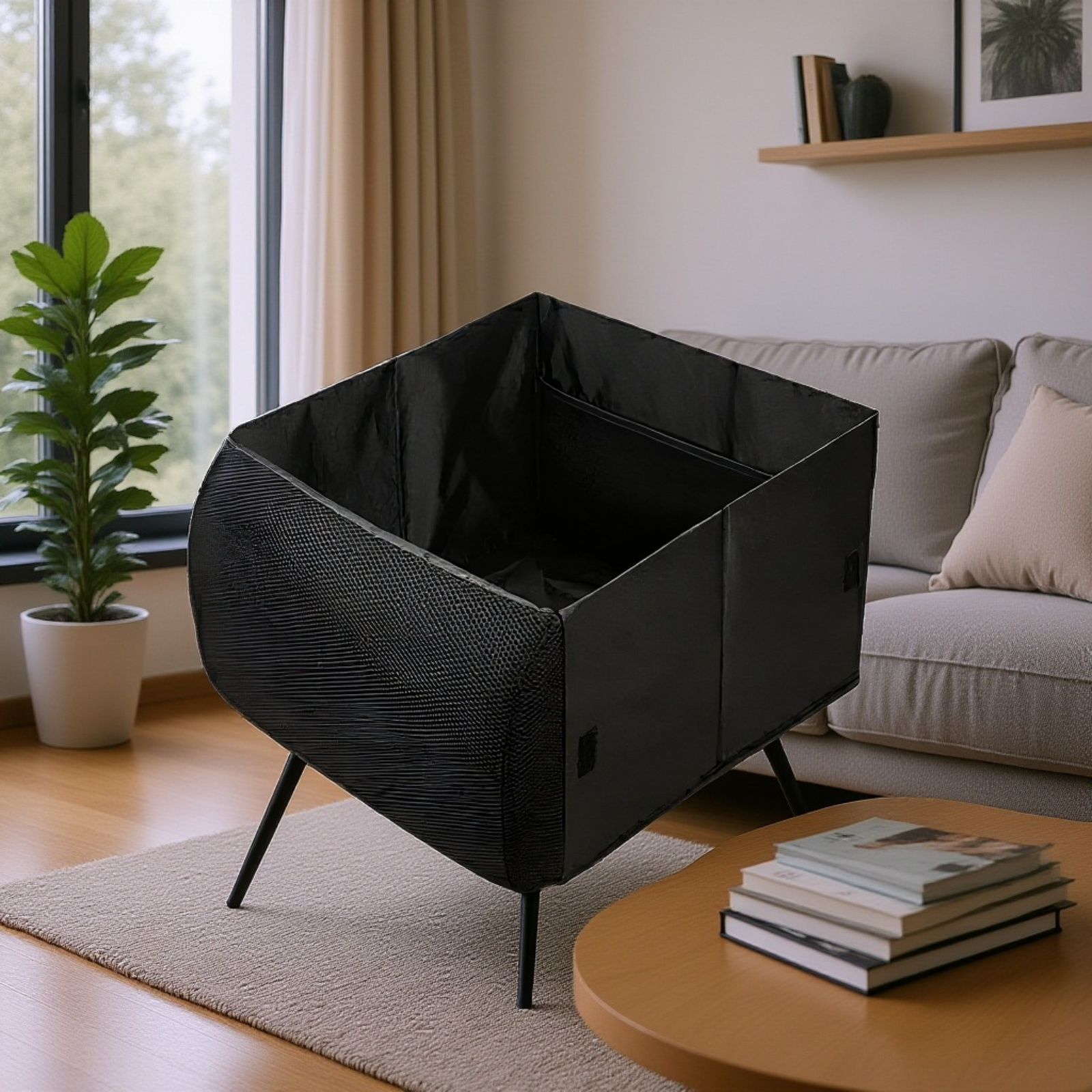 صندوق تخزين للسيارة قابل للطي بشكل مستطيل مع دعم للظهر، 2 في 1، منا