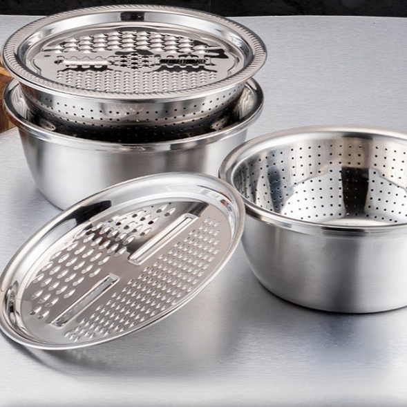 Stainless steel grater bowl three-piece set