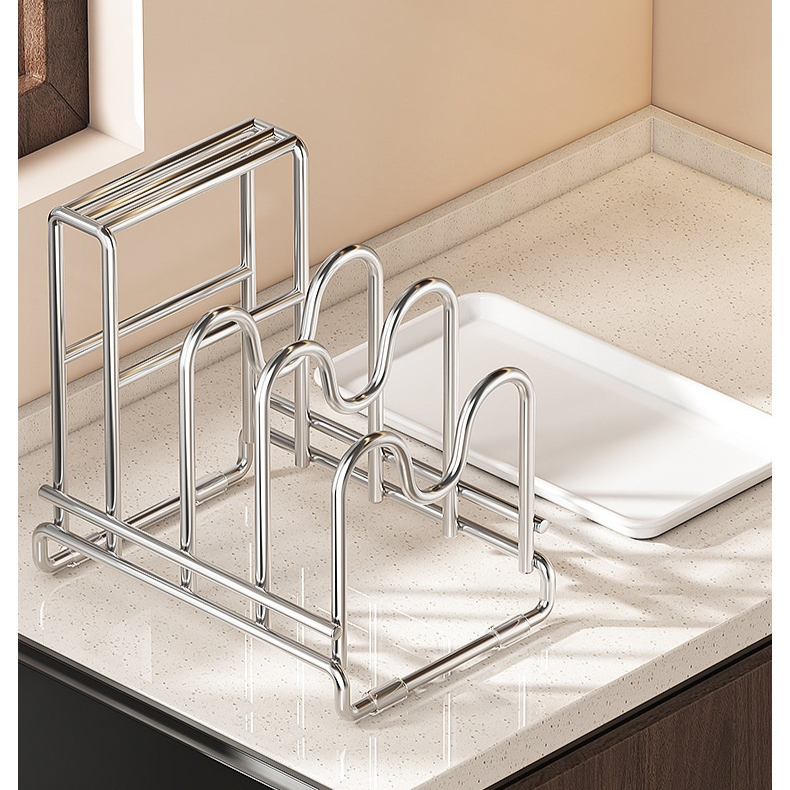 Stainless Steel Pot Lid and Knife Organizer Rack