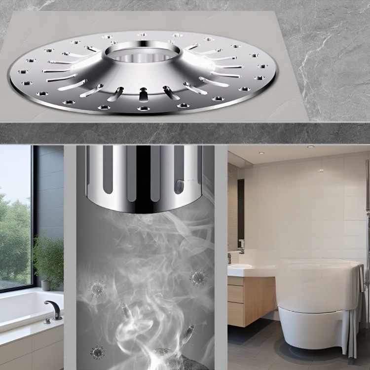 حوض تصريف أرضي قابل للتمدد مصنوع من الفولاذ المقاوم للصدأ 304 للحمام