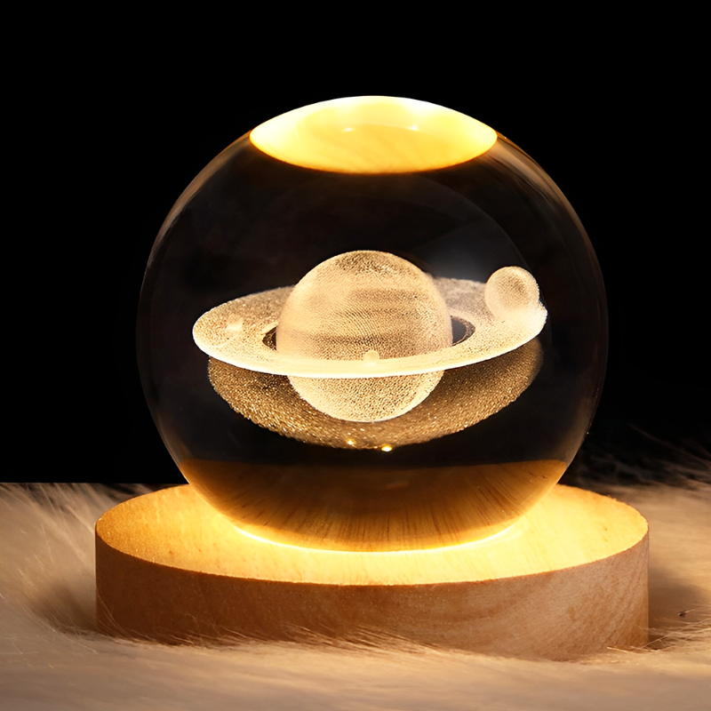 Lámpara nocturna creativa de bola de cristal con luz