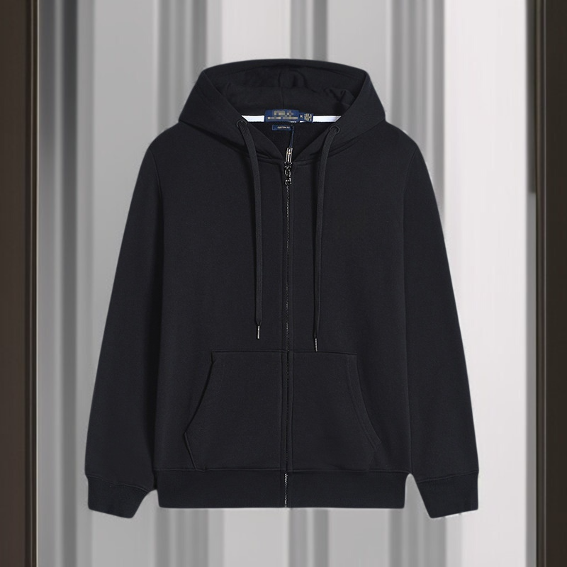 남성 기모 집업 가디건 봄가을 솔리드 캐주얼 가디건 후드 자수 집업 가디건 상의