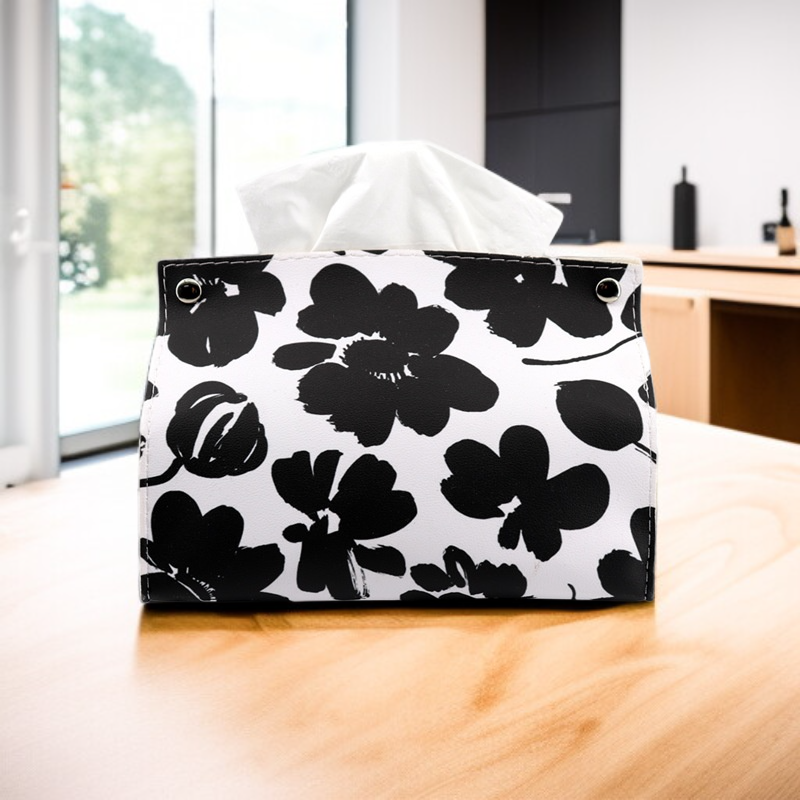 花型の革製ティッシュボックス