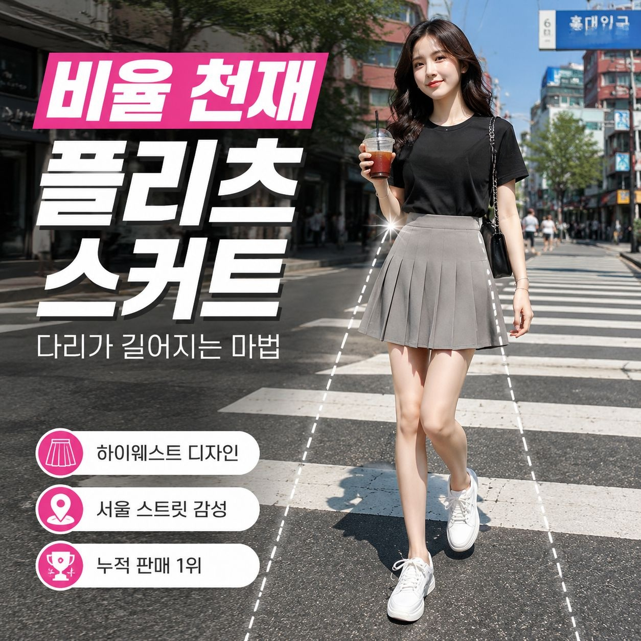 여성 하이웨스트 슬림핏 플리츠 롱 스커트 카키