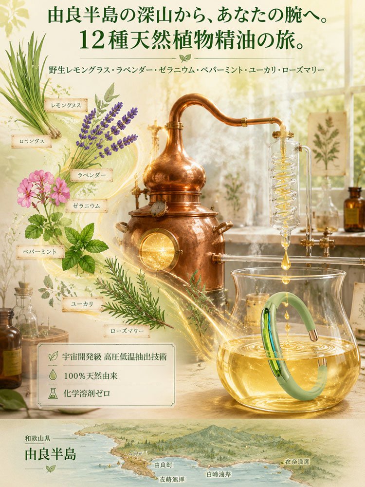 【100％天然植物エッセンシャルオイル】蚊よけブレスレット