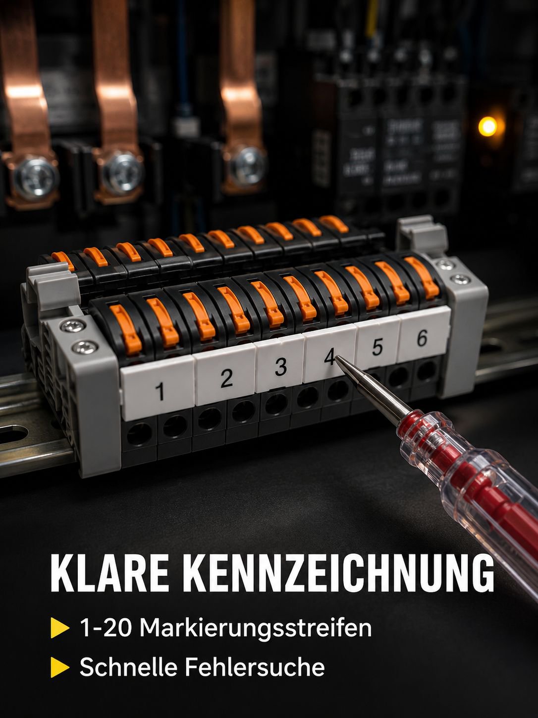Hutschienenmontierbarer Druckanschluss-Verteilerblock