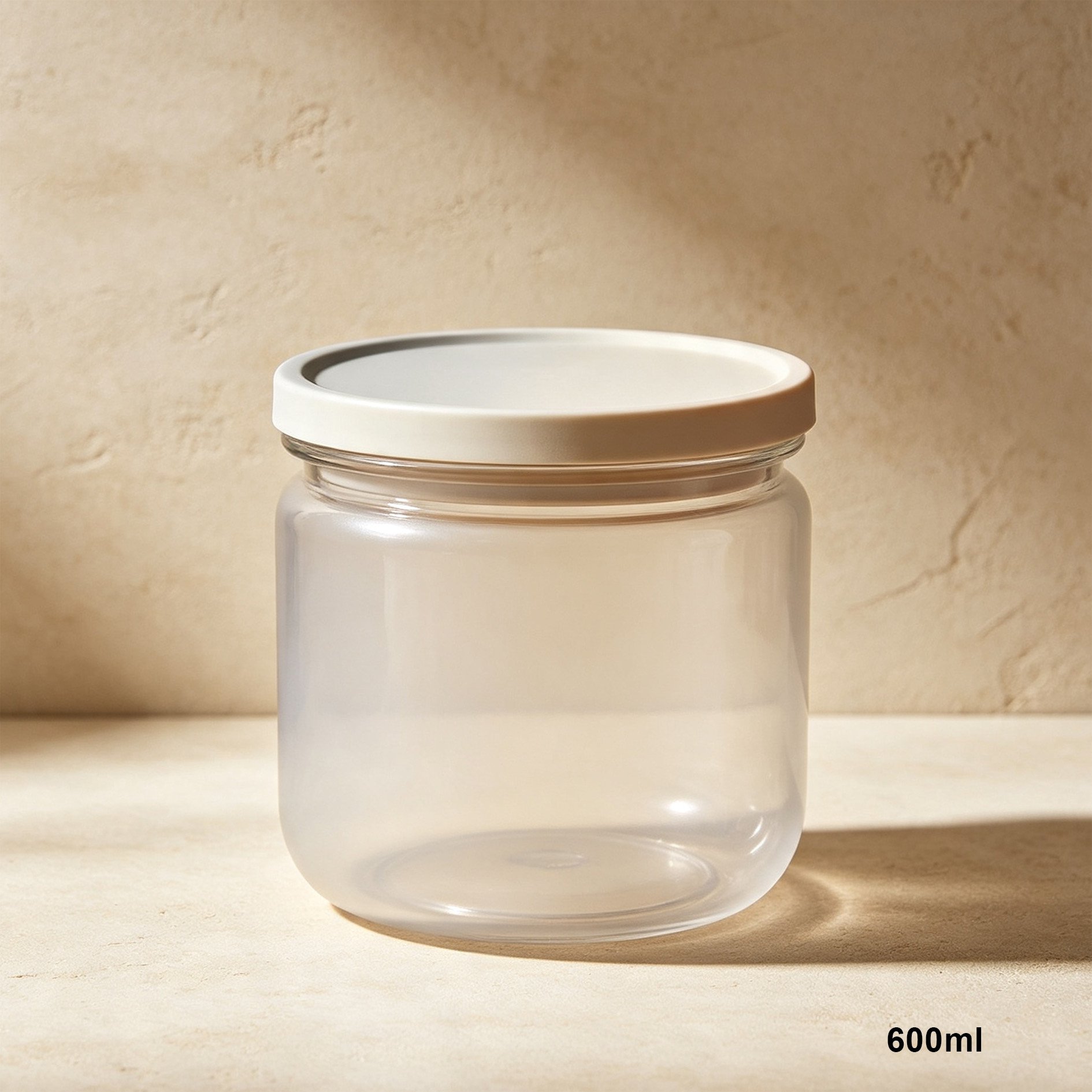 Close-up of frosted lid with airtight seal on storage container