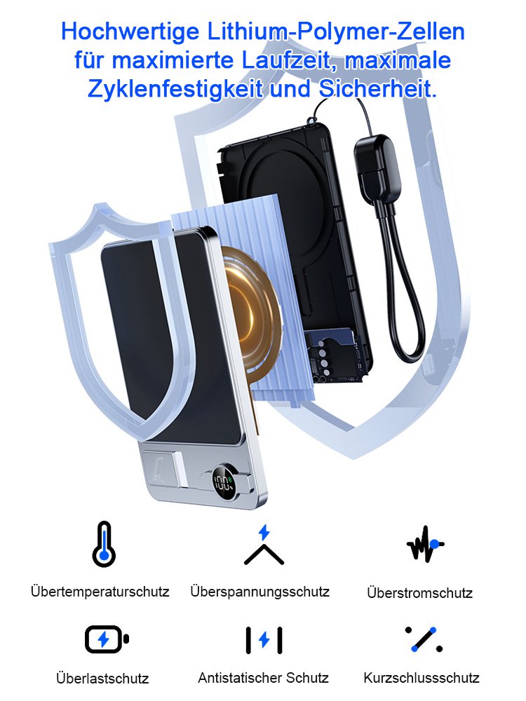 Neue magnetische 3-in-1 kabellose Schnelllade-Powerbank