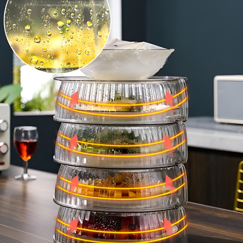 ฝาครอบอาหารหลายชั้นใส สำหรับกันฝุ่นในครัว