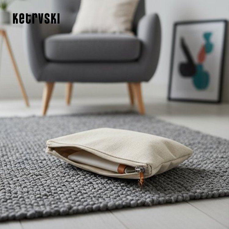 모던한 인테리어에 어울리는 카키색 수납백