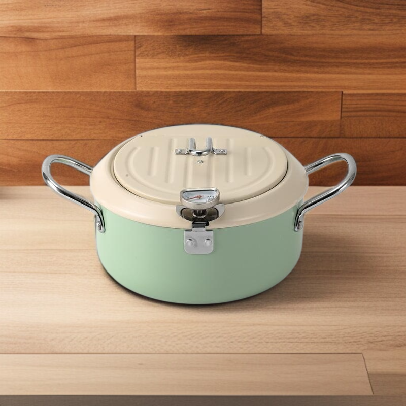 Friteuse multifonction japonaise avec thermomètre intégré, idéale pour tempura