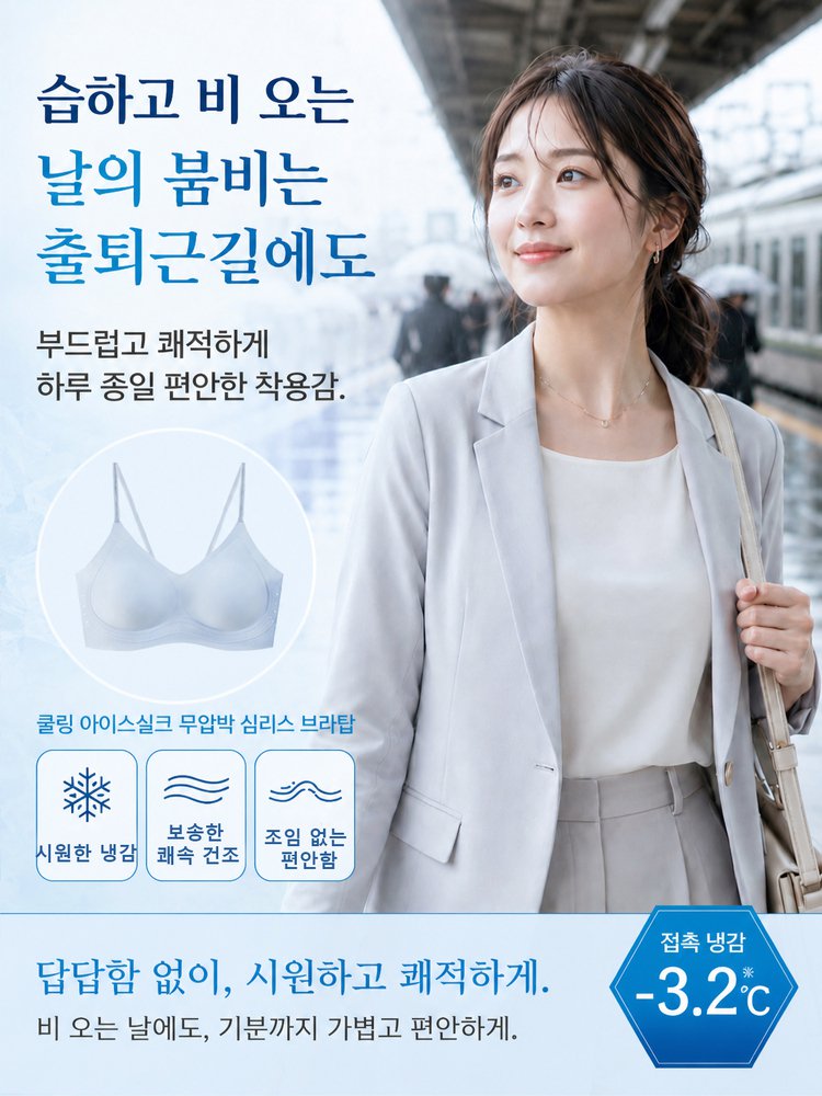 쿨링 아이스실크 무압박 심리스 브라탑