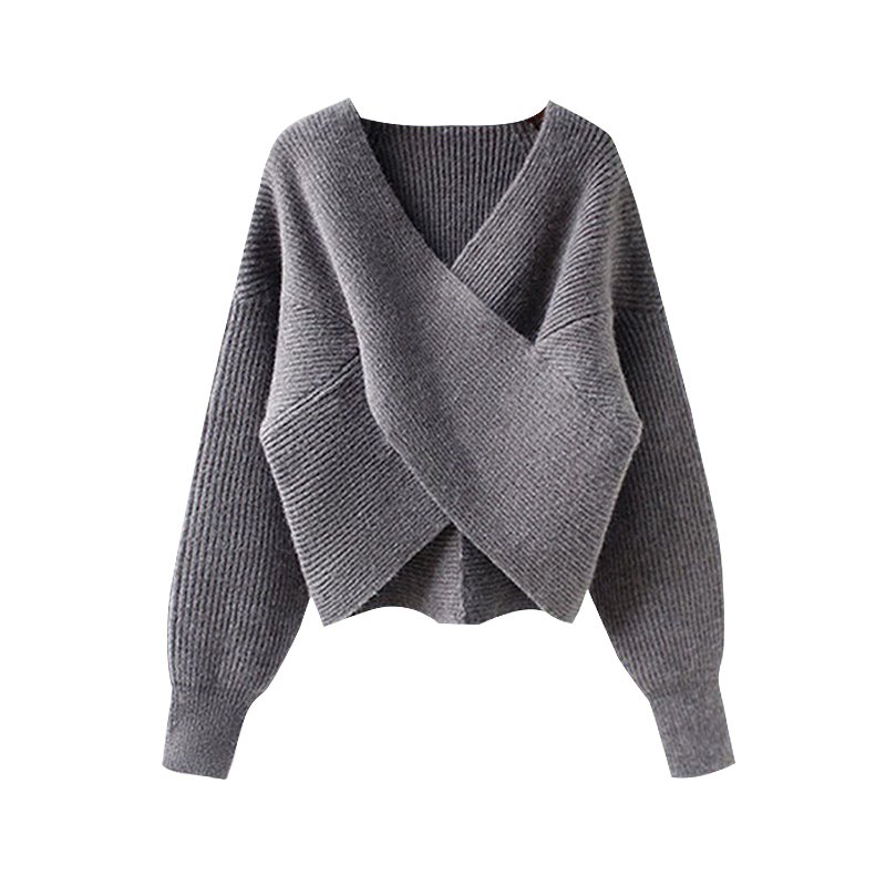 ゆったりVネッククロスニットセットアプ