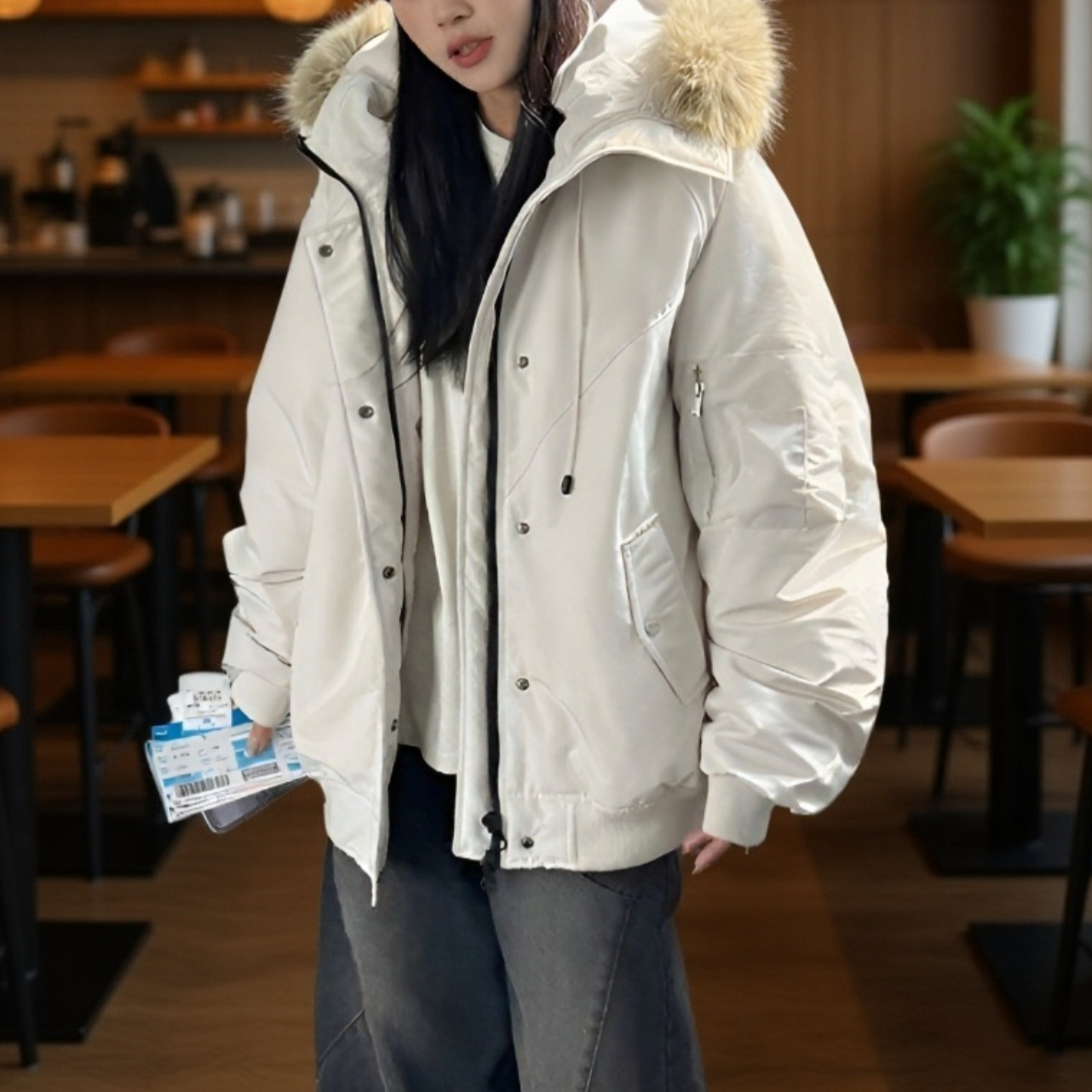 ふわふわファーが魅力のレディース中綿コート