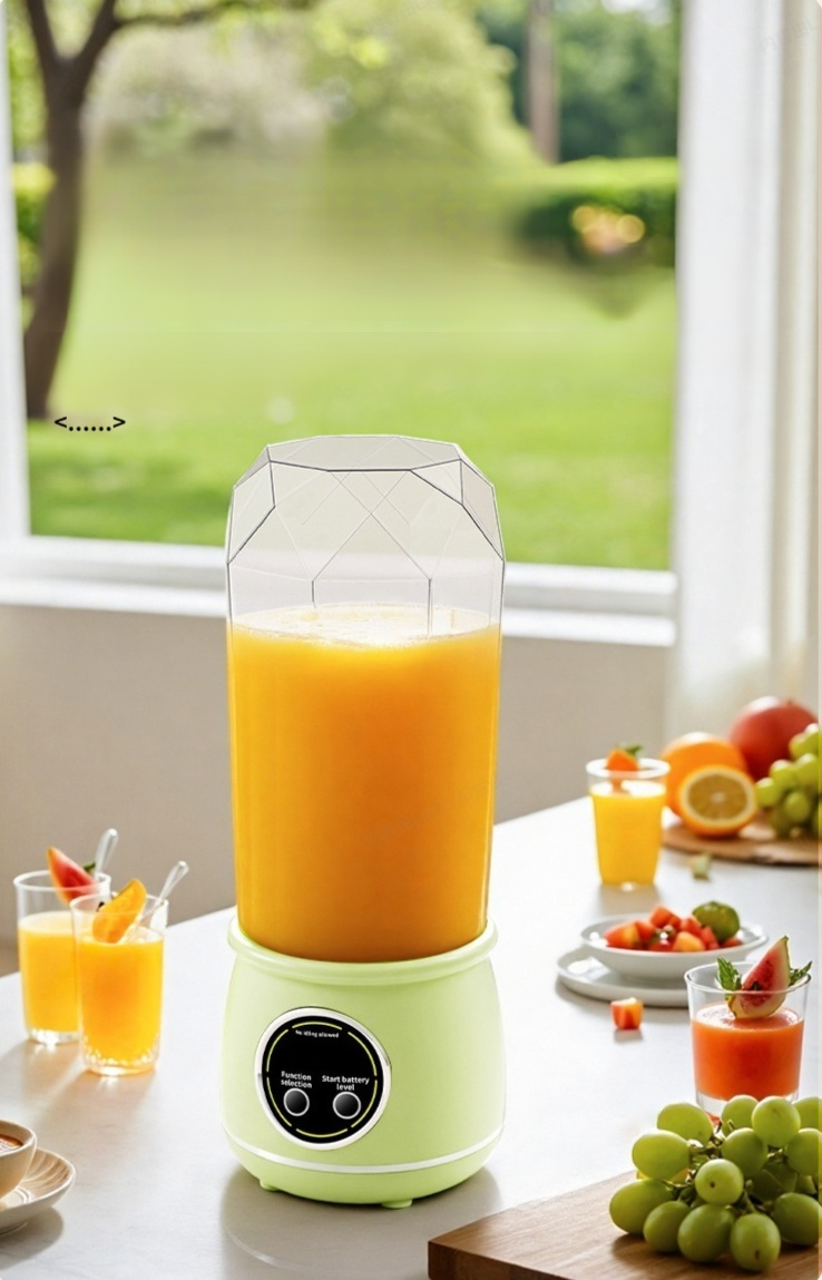 Elektrischer Entsafter mit Orangen in der Nähe