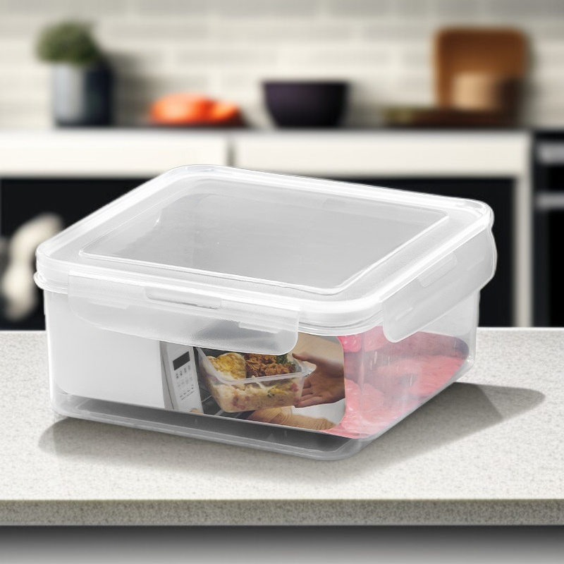Caja de almuerzo plástica portátil, resistente al calor, con tapa sellada y gran capacidad