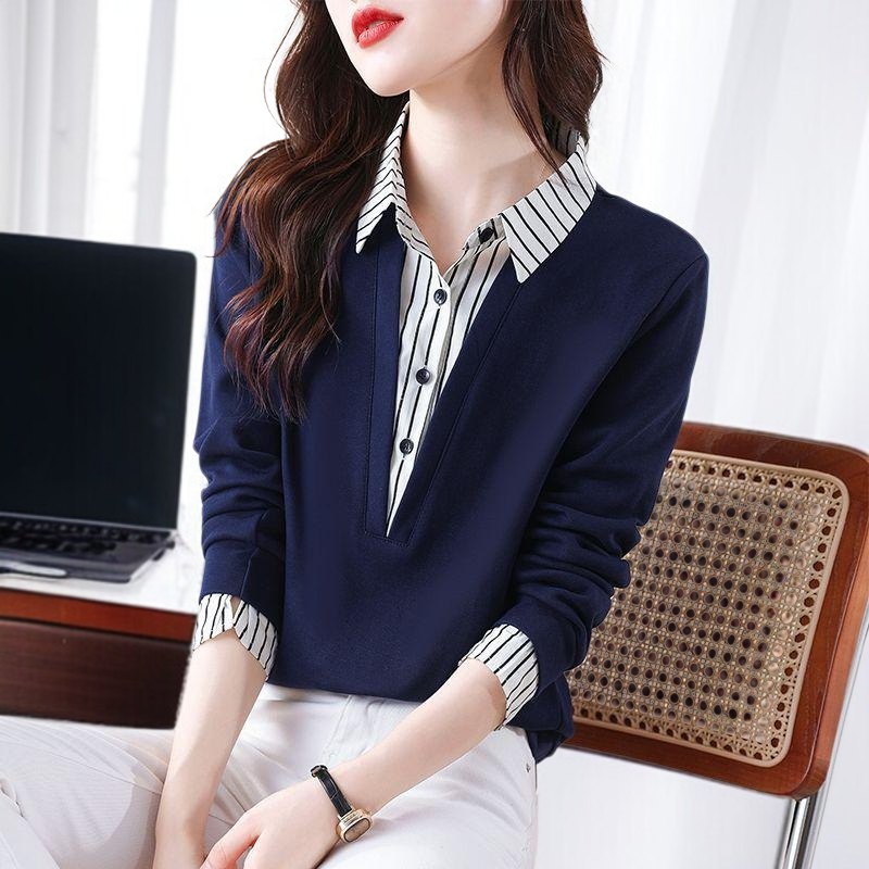 가짜 투피스 셔츠 여 긴팔 맨투맨 봄가을 신상 스타일리쉬 니트 상의 이너