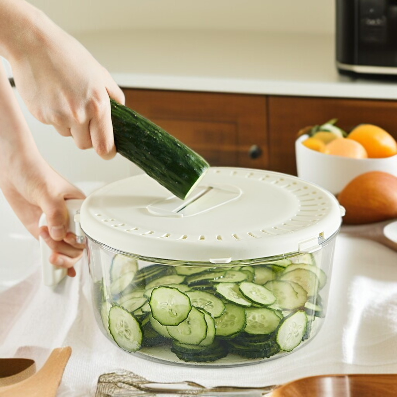 가정용 물빠짐 바구니 다용도 뚜껑 달린 과일 야채 물빠짐 바구니 슬라이스 신선 그릇 접이식 바구니 손 안 더러운 과일 바구니