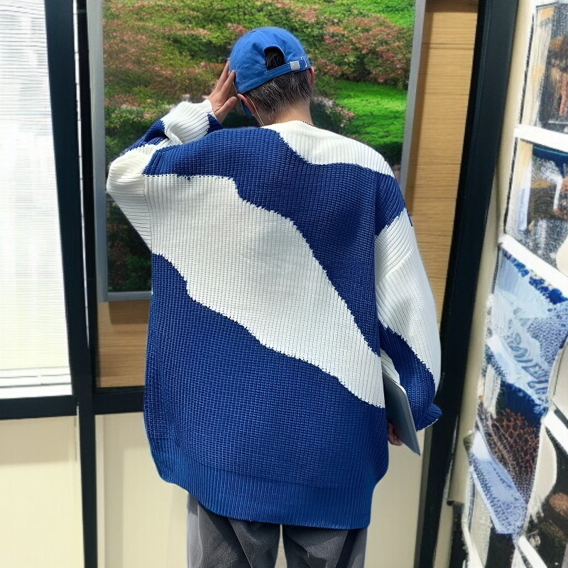 セーター男性長袖ニットカジュアルプルオーバー丸首ゆるいセーター