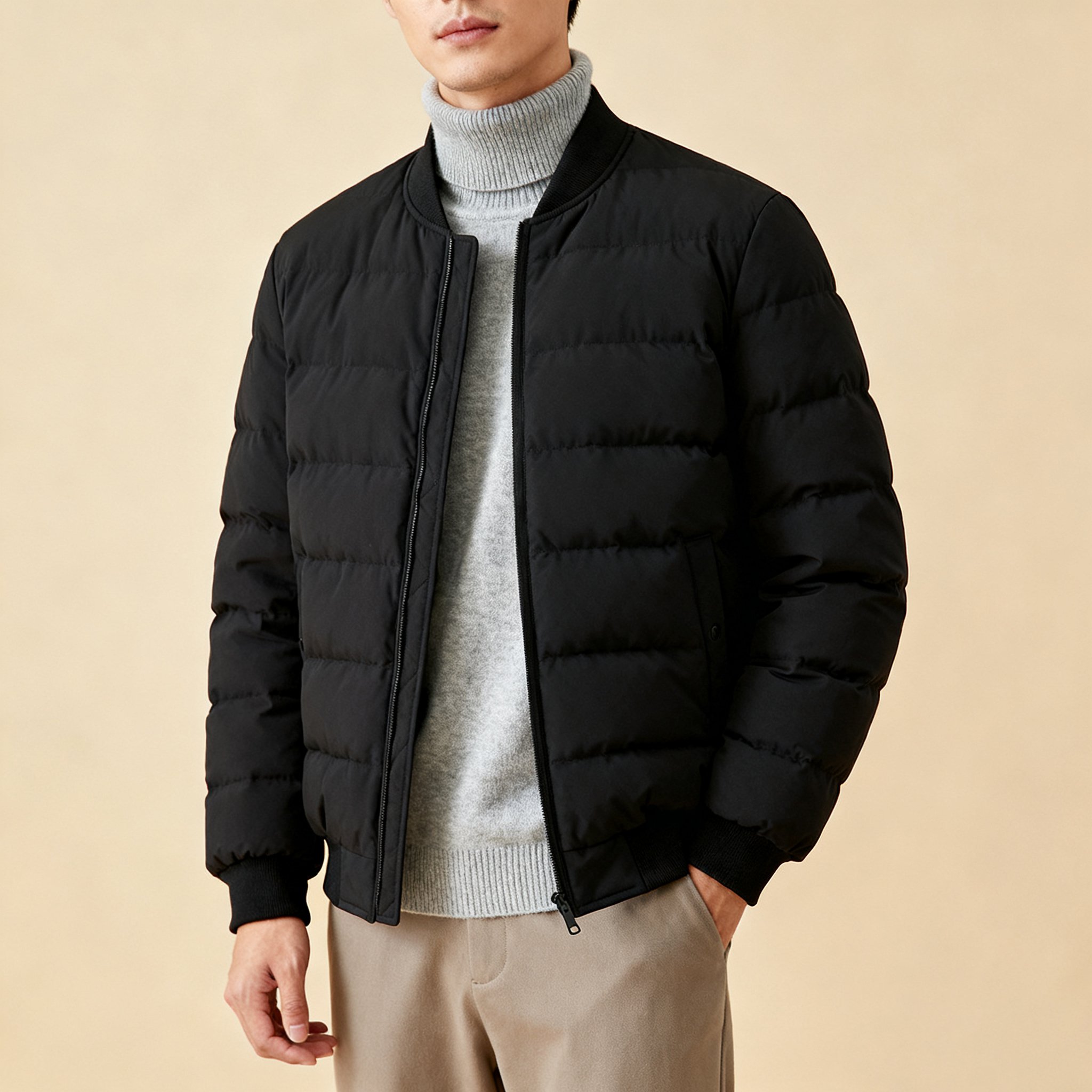 ショート丈クルーネックコットンジャケット