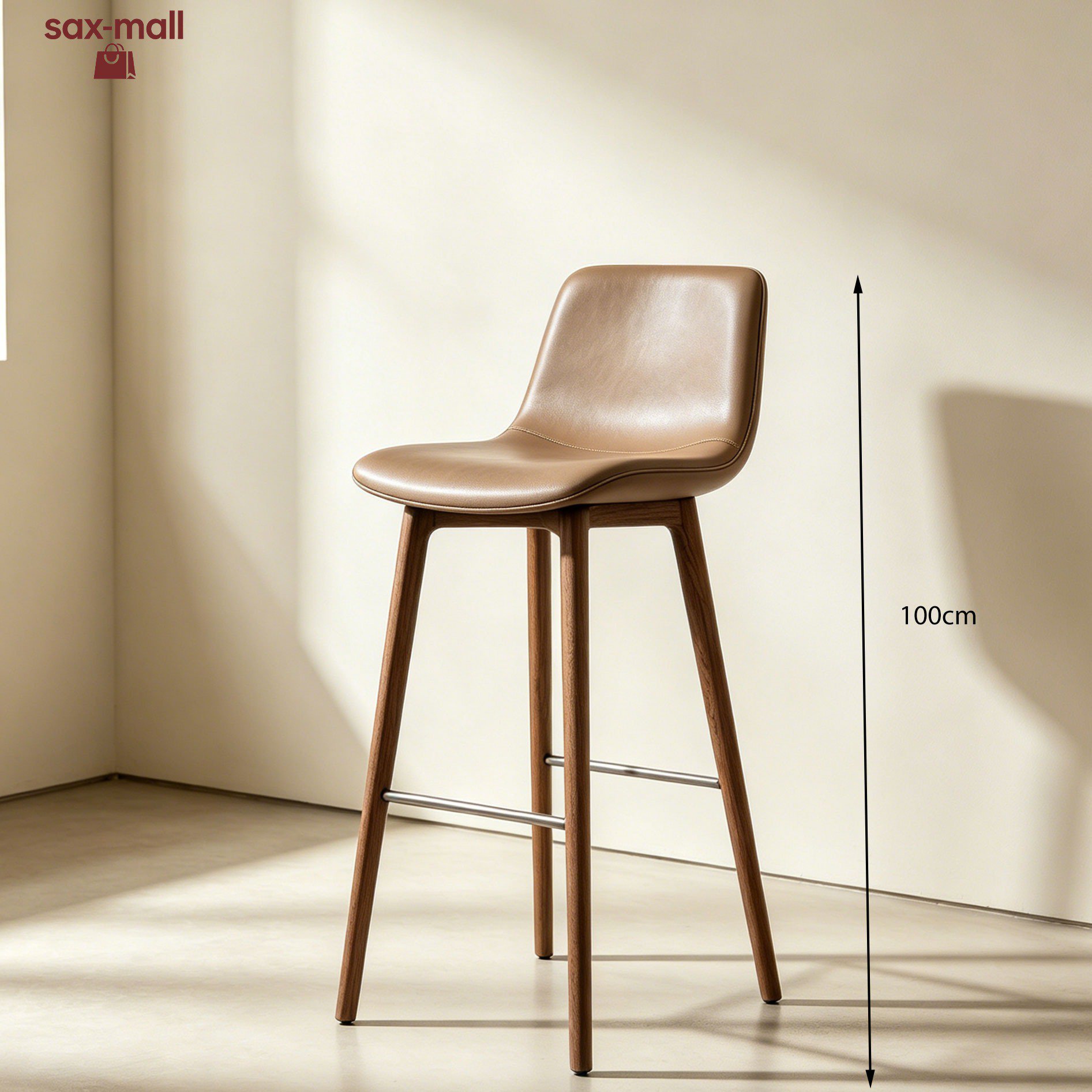 Solid wood bar stool with natural finish