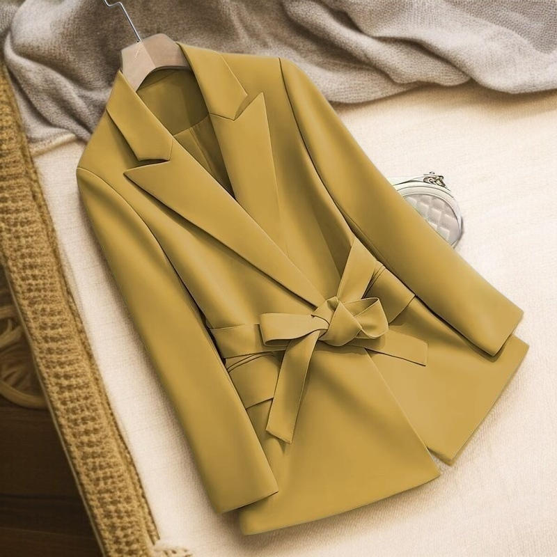 여성 스몰 정장 코트 세미 캐주얼 롱 봄가을 슬림핏 허리 조임 스몰 정장